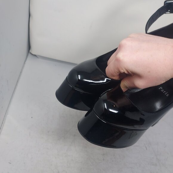CHRISTIAN LOUBOUTIN Movida Strap Patent Black Platform Heel Shoe - Picture 9 of 13